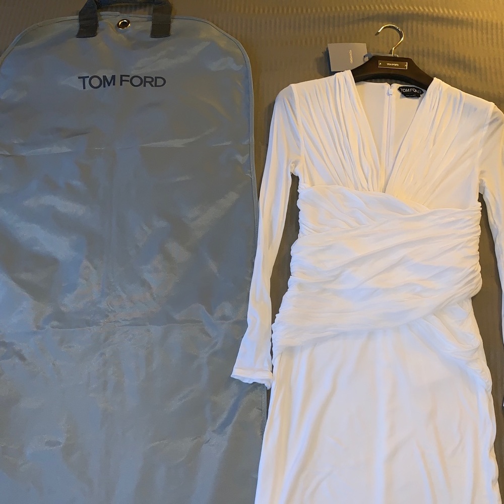 TOM FORD DRAPED V-NECK DRESS
